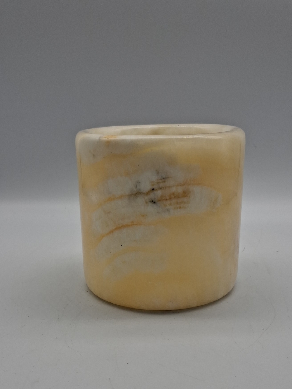 Marbled Cream Stone Cylinder Candle Holder